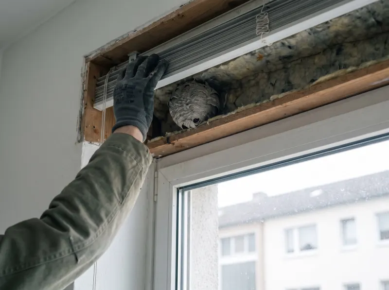 Wespennest im Rollladenkasten